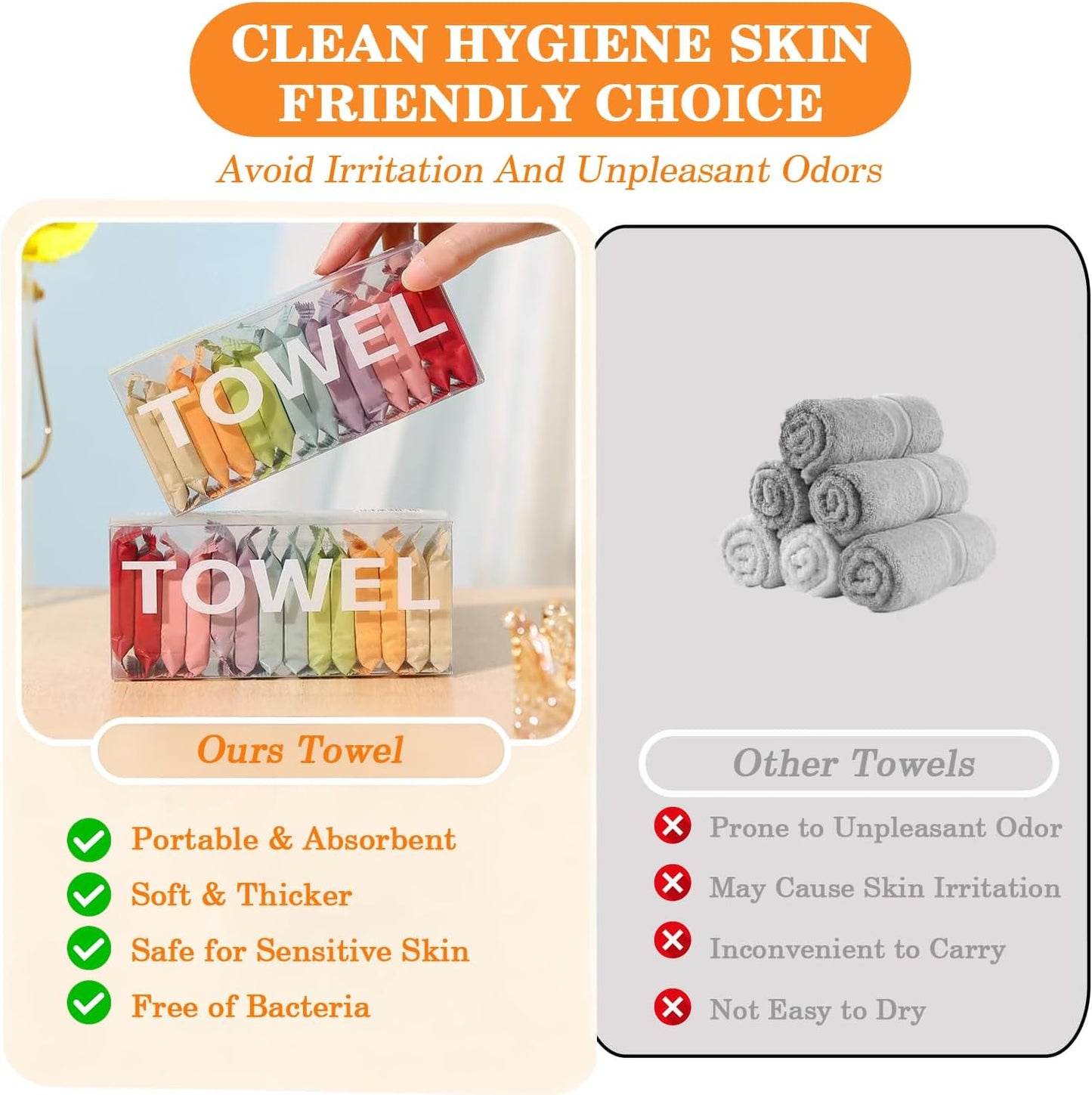 14PCS Disposable Compressed Towels - 100% Cotton Disposable Towels, Super Absorbent & Quick-Drying Compressed Towels for Travel, Camping, Daily Use