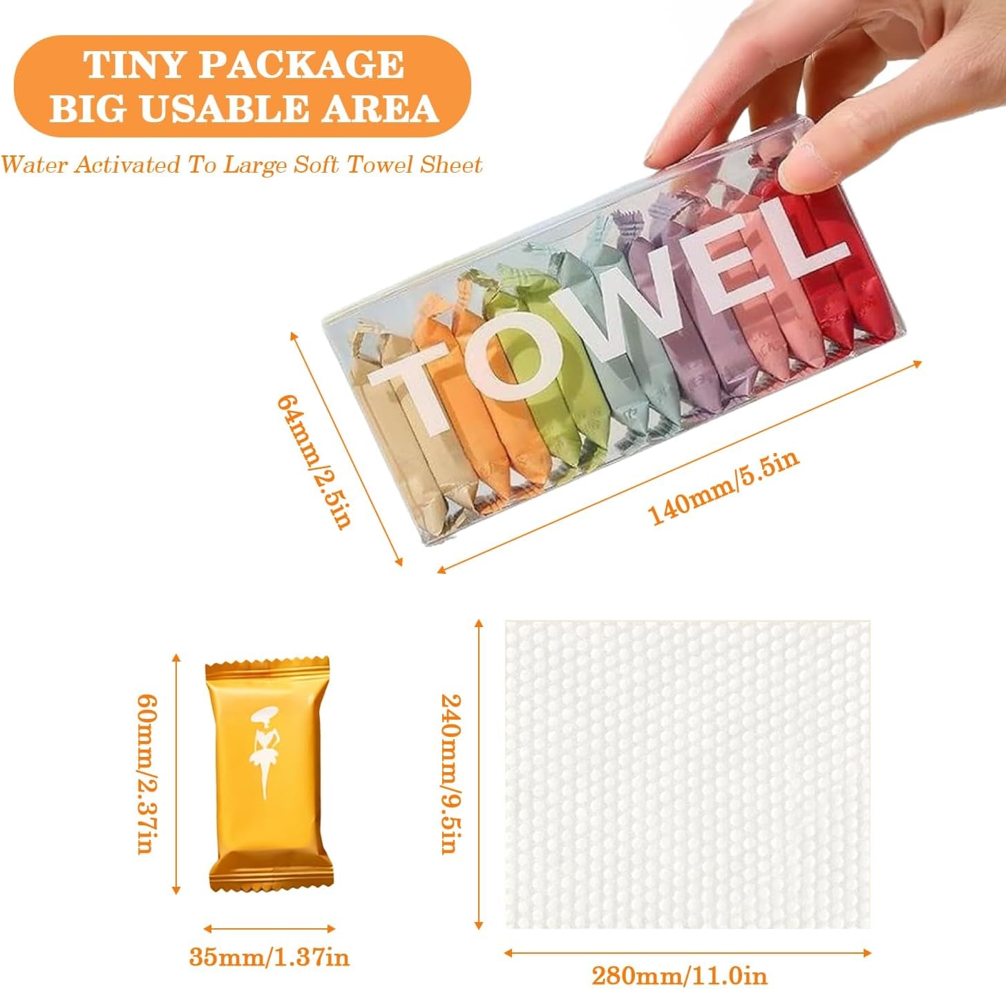 14PCS Disposable Compressed Towels - 100% Cotton Disposable Towels, Super Absorbent & Quick-Drying Compressed Towels for Travel, Camping, Daily Use